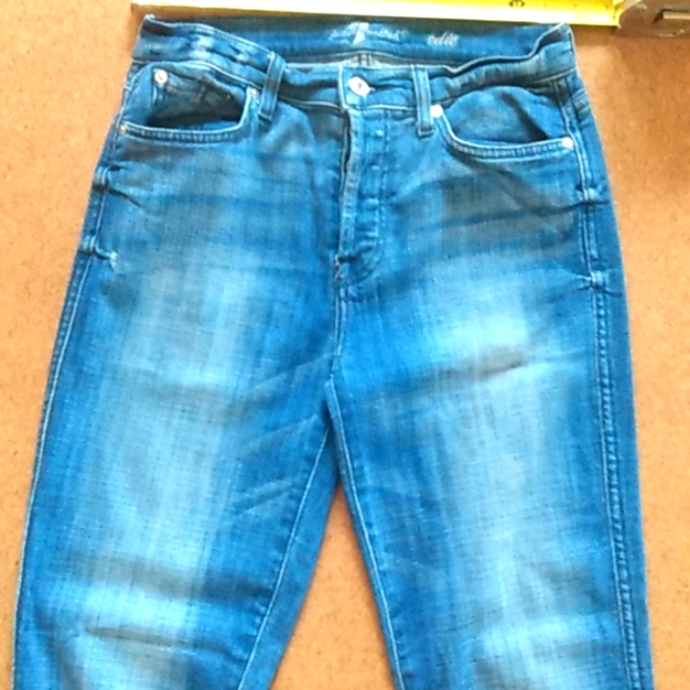 7 for All Mankind Edie High Rise Button Fly Jeans Straight Leg Curvy Fit 27